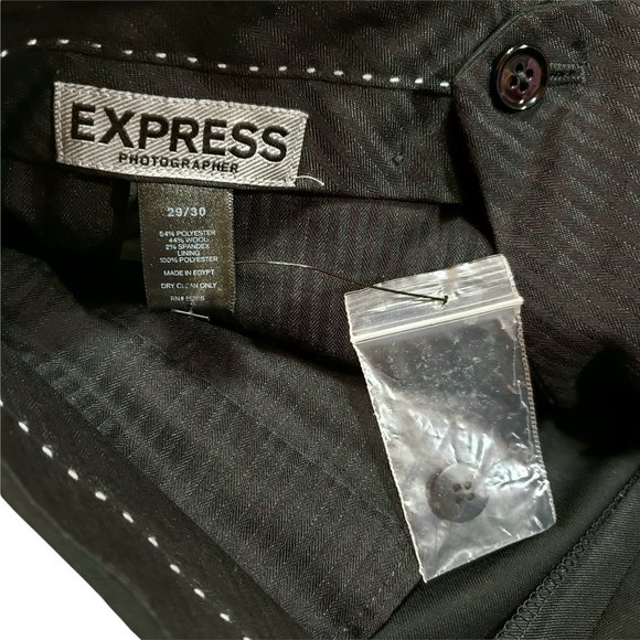 Express Photographer 32 x 25 SHORT Mens Slim Fit Dress Pants Black Flat Mid Rise - Picture 5 of 8
